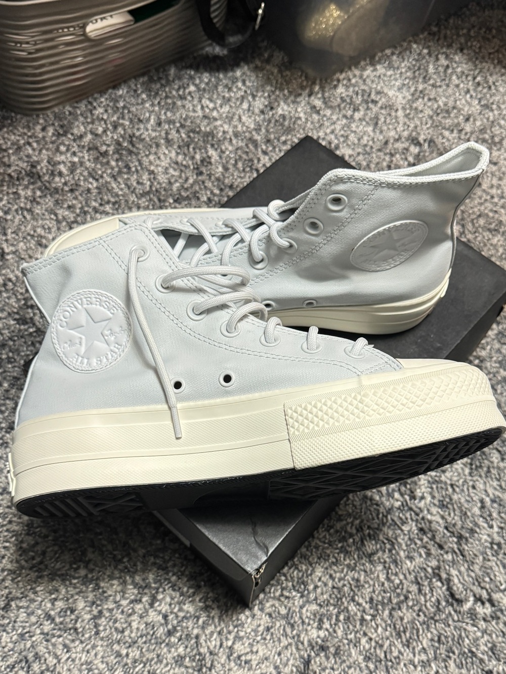 Converse light blue and cream thick sole high top shoe - 7 BRAND NEW